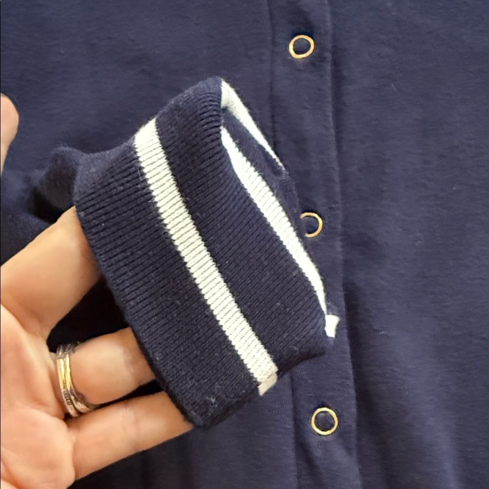 Lauren Ralph Lauren Navy Blue Cardigan Sweater Petite P Small Cotton - Picture 3 of 5